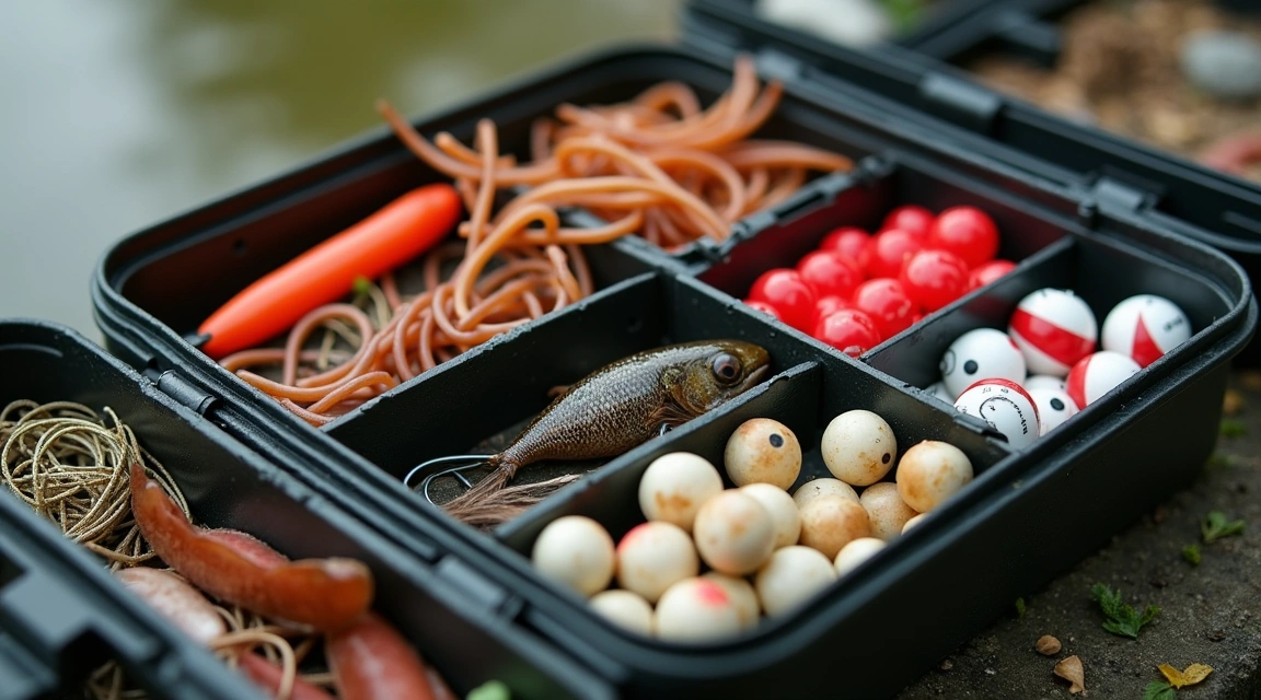 Fishing bait and lures close-up